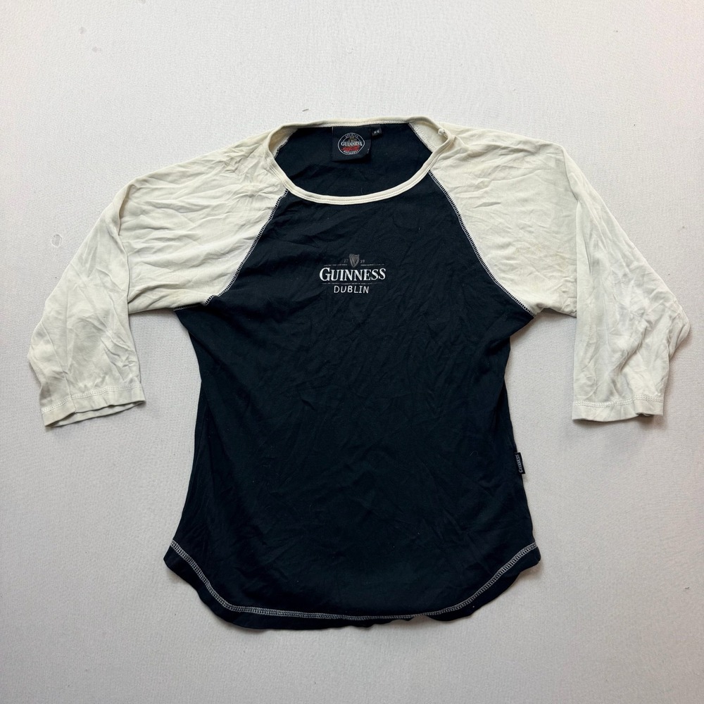 Guinness Raglan Shirt Women XL Black Good Dublin Graphic Baseball Tee